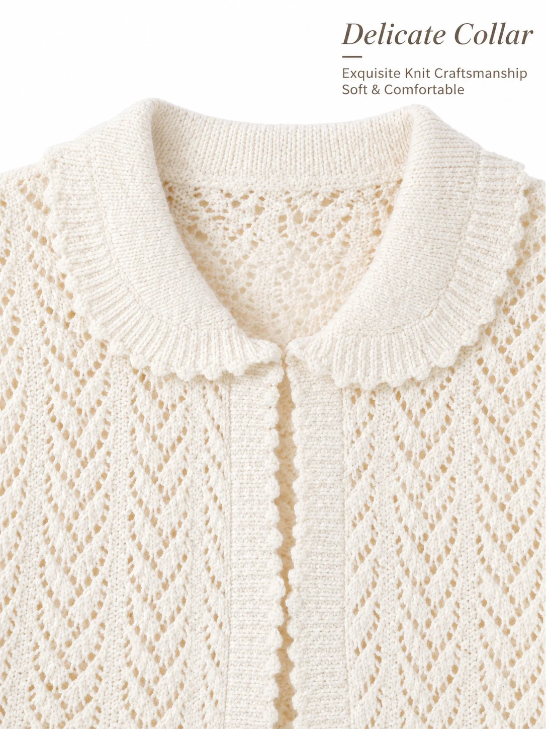 Refined Openwork Knit Cardigan - knit detail