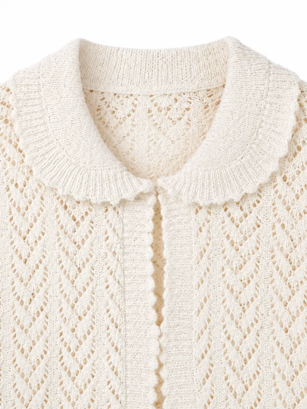 Openwork Cotton-Blend Knit Cardigan - knit detail
