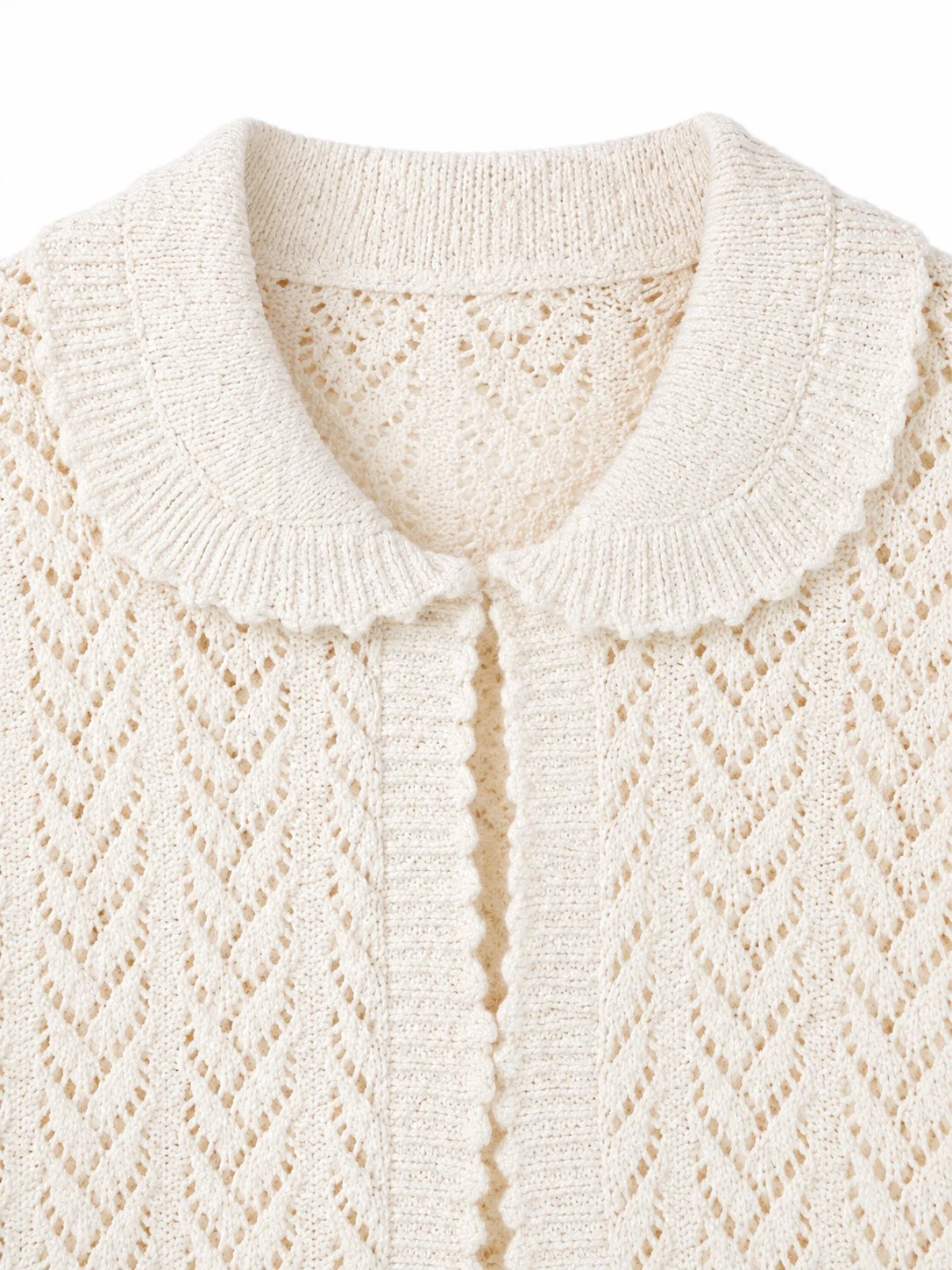 Openwork Cotton-Blend Knit Cardigan - knit detail