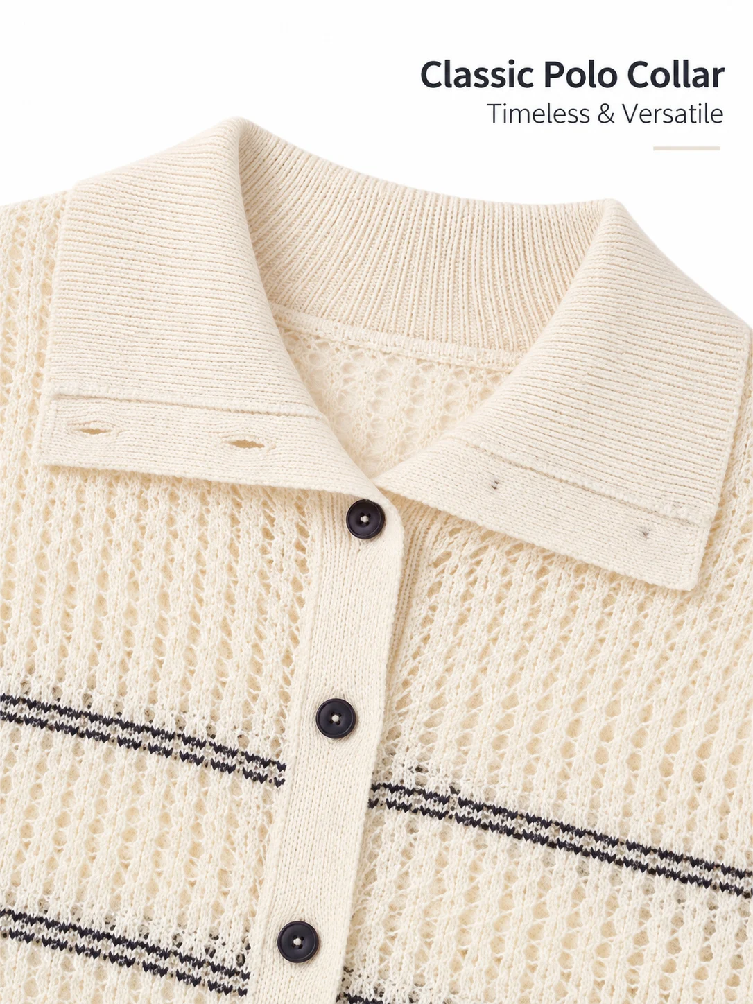 Openwork Striped Knit Cardigan - knit detail