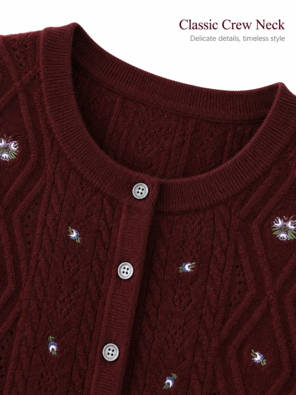 Australian Wool Embellished Cable Cardigan - knit detail