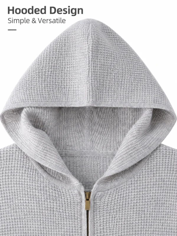 Textured Knit Hooded Cardigan - knit detail
