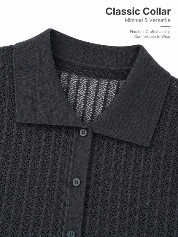 Wool Blend Openwork Cardigan - knit detail