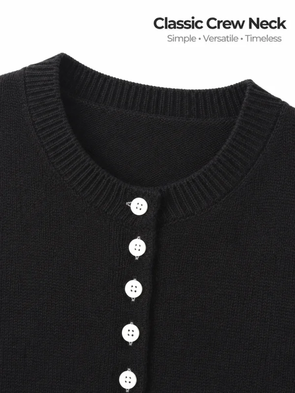 Fine Australian Wool Button Cardigan - knit detail