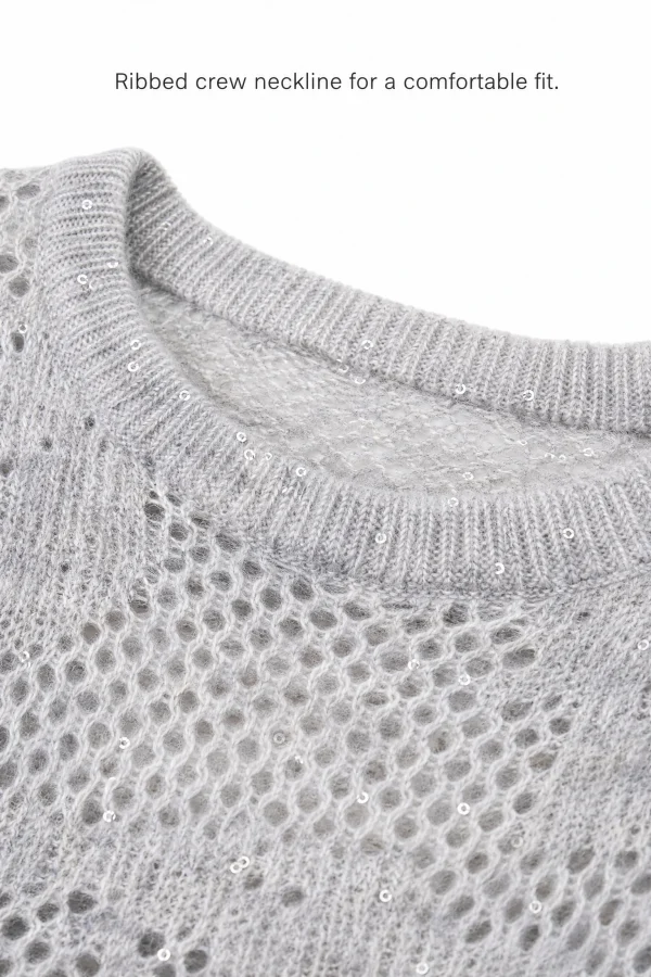 Mohair Wool Openwork Knit Sweater - knit detail