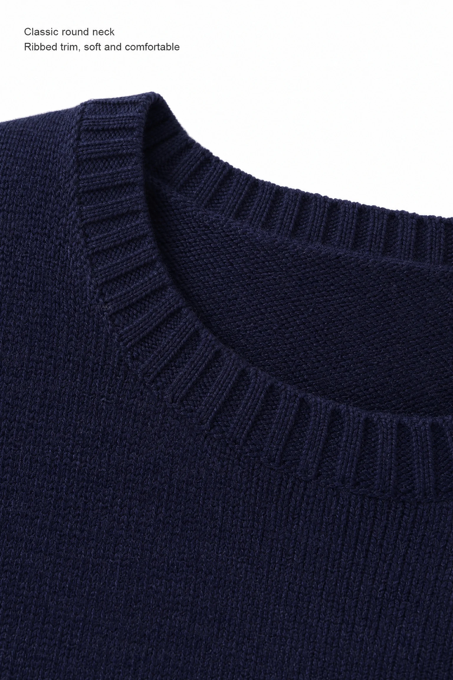 Wool Blend Dog Motif Sweater - Navy - knit detail
