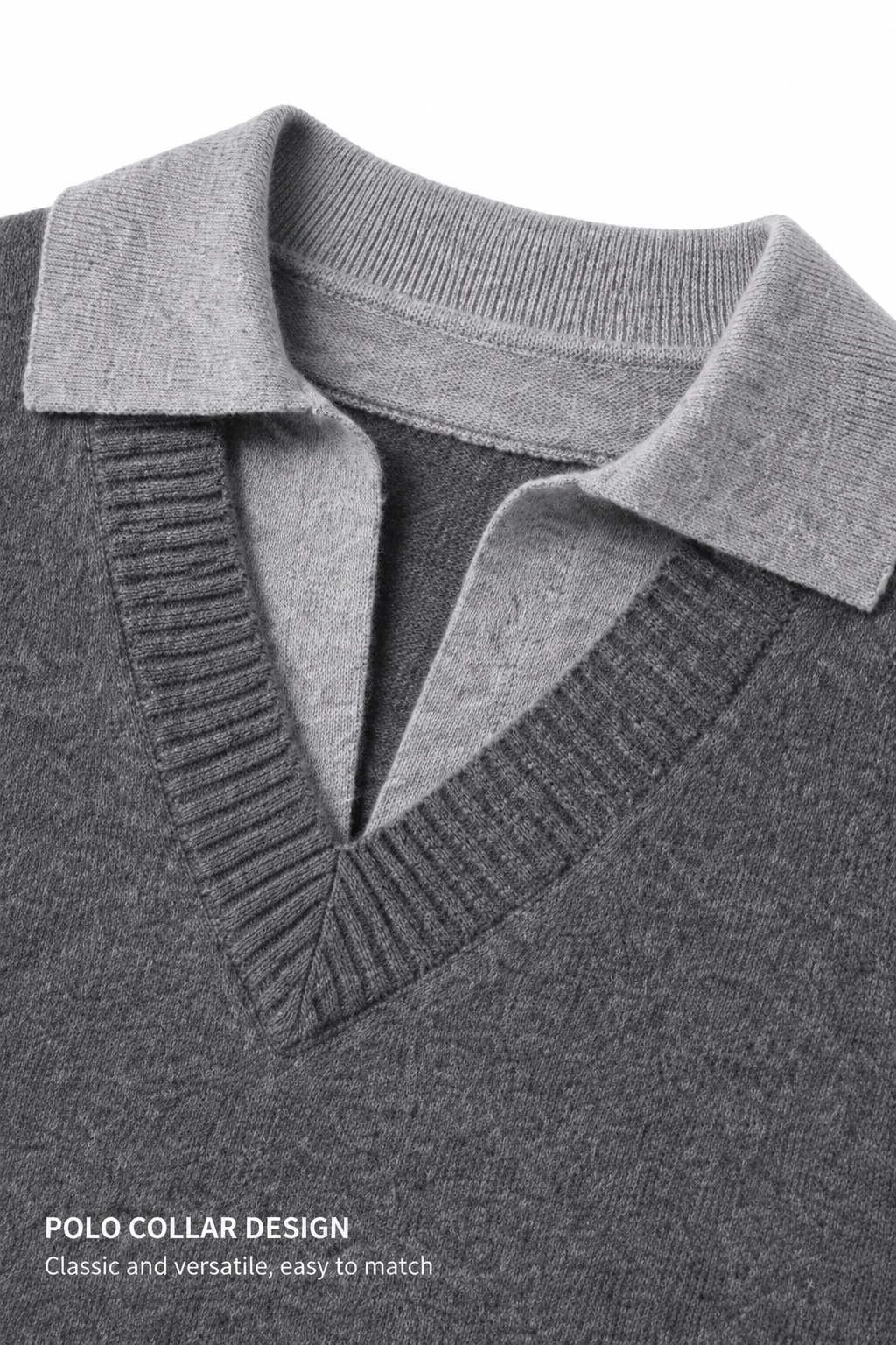 Refined Wool Polo Knit Sweater - knit detail